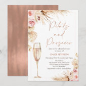 Floral Champagne Petals Prosecco Vrijgezellenfeest Kaart (Voorkant / Achterkant)