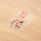 Floral Champagne Vrijgezellenfeest Acryl Uitnodigingen (Laagn)