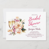 Floral Champagne Vrijgezellenfeest Kaart (Voorkant)