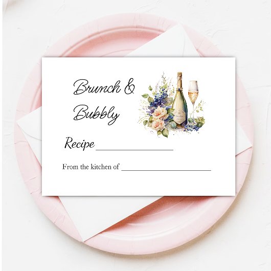 Floral Champagne Vrijgezellenfeest Recept Note Informatiekaartje