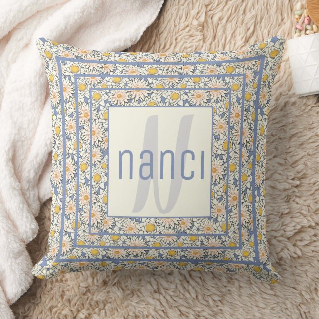  Floral Charm Monogrammed Kussen (Deken)