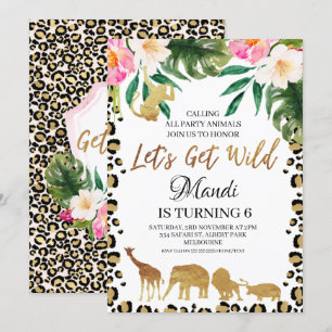 Floral Cheetah Print laat je wild jarig worden Kaart