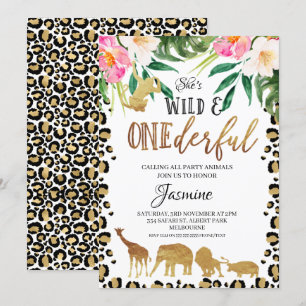 Floral Cheetah print nederful Birthday Kaart
