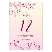 Floral Cherry Blosbezinkroze bruiloft Kaart (Achterkant)