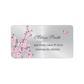 Floral Cherry Blosbezinkroze Silver Etiket (Voorkant)