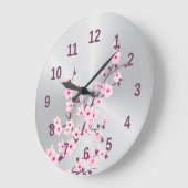 Floral Cherry Blosbezinkroze Silver Grote Klok (Hoek)