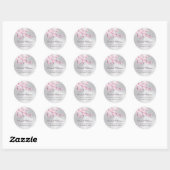 Floral Cherry Blosbezinkroze Silver Ronde Sticker (Vel)