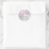 Floral Cherry Blosbezinkroze Silver Ronde Sticker (Tas)