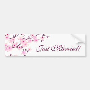 Floral Cherry Blosbezinkroze Witte Passen getrouwd Bumpersticker