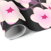 Floral Cherry Blosbezroze Black Cadeaupapier (Rol Hoek)
