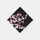 Floral Cherry Blosbezroze Black Servetten (Hoek)