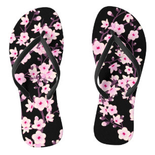Floral Cherry Blosbezroze Black Teenslippers