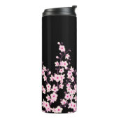 Floral Cherry Blosbezroze Black Thermosbeker (Gedraaid links)