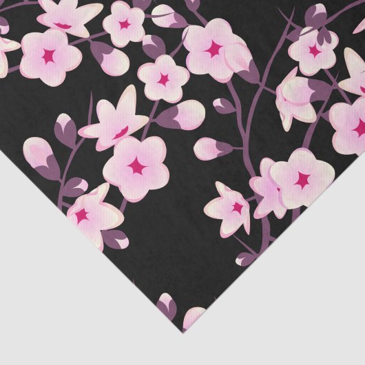 Floral Cherry Blosbezroze Black Tissuepapier (Detail)