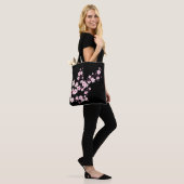 Floral Cherry Blosbezroze Black Tote Bag (Op model)