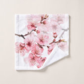 Floral Cherry Blosbezroze White Bad Handdoek (Wasdoekje)
