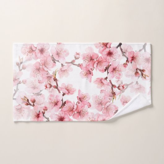 Floral Cherry Blosbezroze White Bad Handdoek (Handdoek)