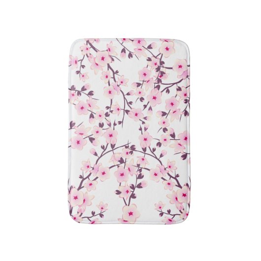 Floral Cherry Blosbezroze White Badmat (Voorkant Verticaal)