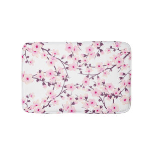 Floral Cherry Blosbezroze White Badmat
