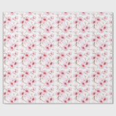 Floral Cherry Blosbezroze White Cadeaupapier (Vlak)