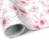 Floral Cherry Blosbezroze White Cadeaupapier (Rol Hoek)
