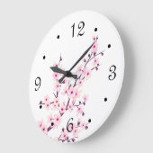 Floral Cherry Blosbezroze White Grote Klok (Hoek)