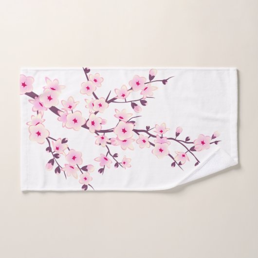 Floral Cherry Blosbezroze White Handdoek (Handdoek)