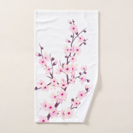 Floral Cherry Blosbezroze White Handdoek