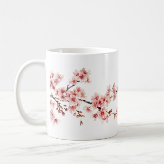 Floral Cherry Blosbezroze White Koffiemok (Links)