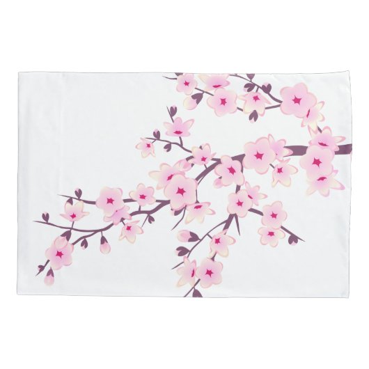 Floral Cherry Blosbezroze White Kussensloop (Achterkant)