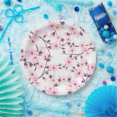 Floral Cherry Blosbezroze White Papieren Bordje (Feest)