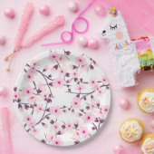 Floral Cherry Blosbezroze White Papieren Bordje (Feest)