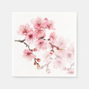 Floral Cherry Blosbezroze White Servet