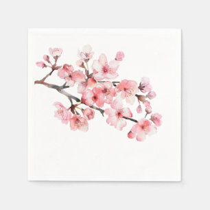 Floral Cherry Blosbezroze White Servet