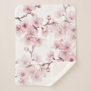 Floral Cherry Blosbezroze White Sherpa Deken