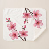 Floral Cherry Blosbezroze White Sherpa Deken (Voorkant (horizontaal))