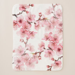 Floral Cherry Blosbezroze White Sherpa Deken
