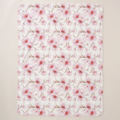 Floral Cherry Blosbezroze White Sherpa Deken (Voorkant)