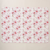 Floral Cherry Blosbezroze White Sherpa Deken (Voorkant (horizontaal))