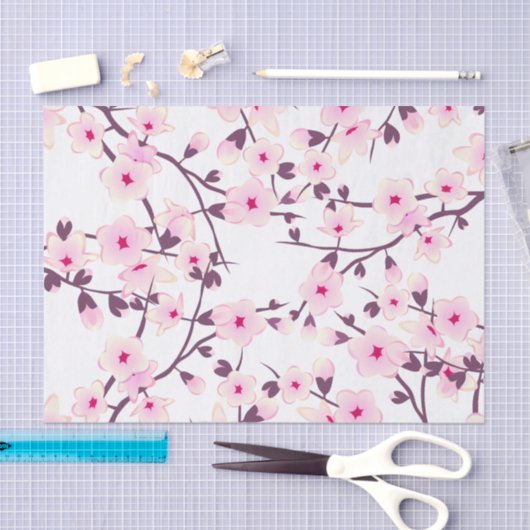 Floral Cherry Blosbezroze White Tissuepapier (Craft)