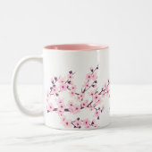 Floral Cherry Blosbezroze White Tweekleurige Koffiemok (Links)