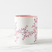 Floral Cherry Blosbezroze White Tweekleurige Koffiemok (Center)