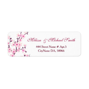 Floral Cherry Blosbezroze White   Weddenschap Etiket