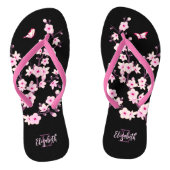 Floral Cherry Blossingroze Monogram Teenslippers (Voetbed)
