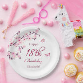 Floral Cherry Blossom | Aangepaste geboortedag Papieren Bordje (Feest)