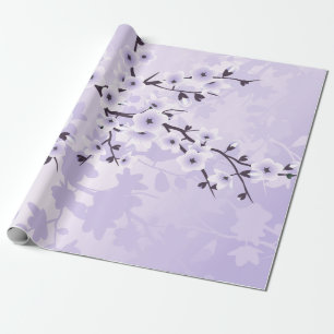 Floral Cherry Blossom Alleen Paars Cadeaupapier