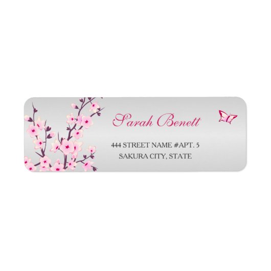 Floral Cherry Blossom Baby shower Etiket (Voorkant)