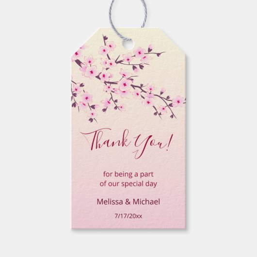 Floral Cherry Blossom Bedankt Cadeaulabel (Voorkant)