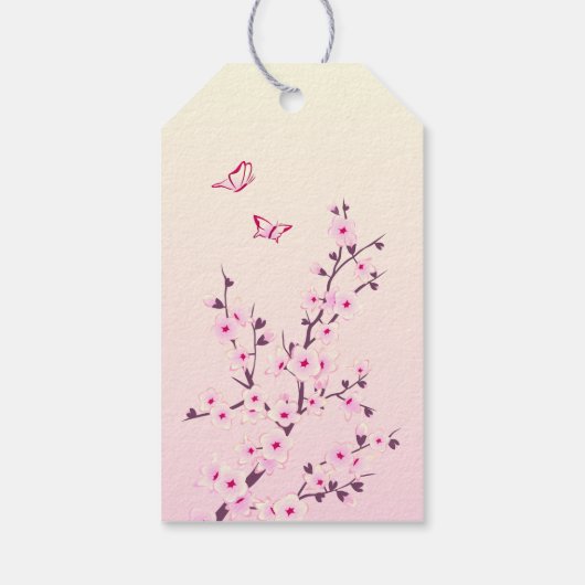 Floral Cherry Blossom Bedankt Cadeaulabel (Achterkant)