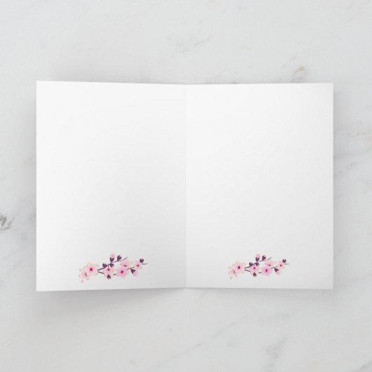 Floral Cherry Blossom Birthday Kaart (Binnen)